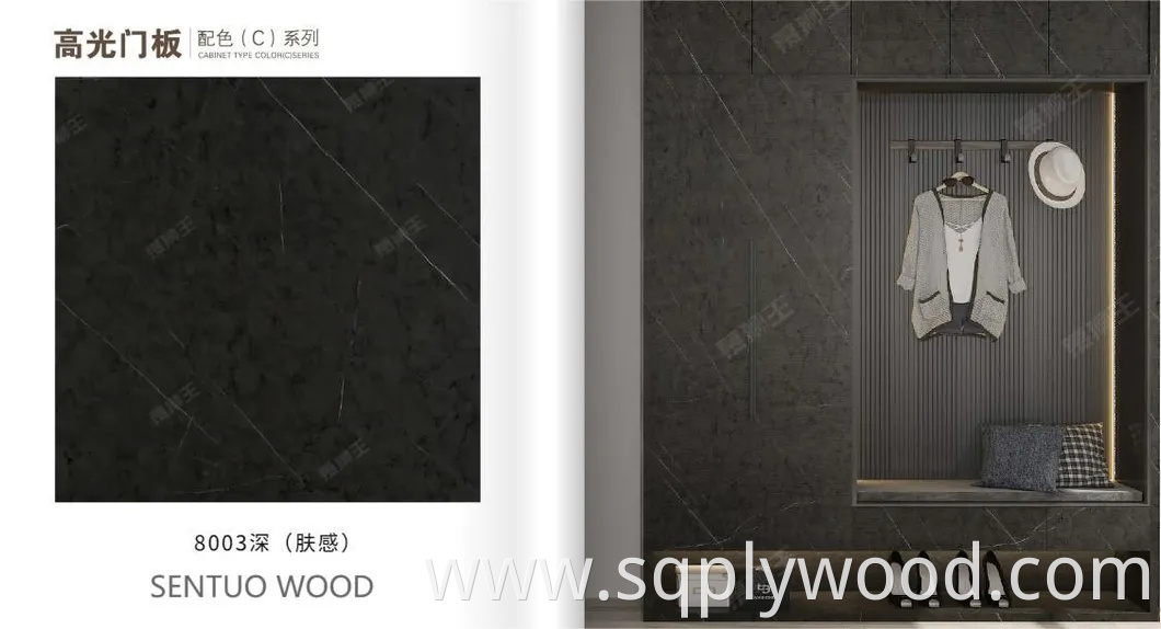 for Interior Wall Panel UV Glossy Laminated Pet Particleboard Melamine MDF